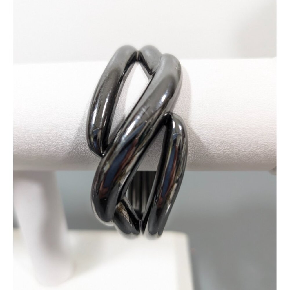 Lia Sophia Gunmetal Gray Twist Chunky Hinge Clamp Bracelet Galena Modern 6.5‎ in